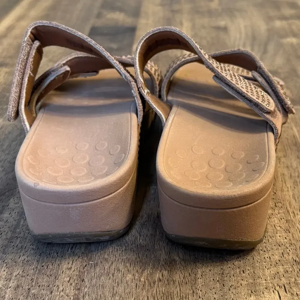 Vionic Sandal Alexis Rhinestone Leather Slip On Arch Support Rosegold Women's 6